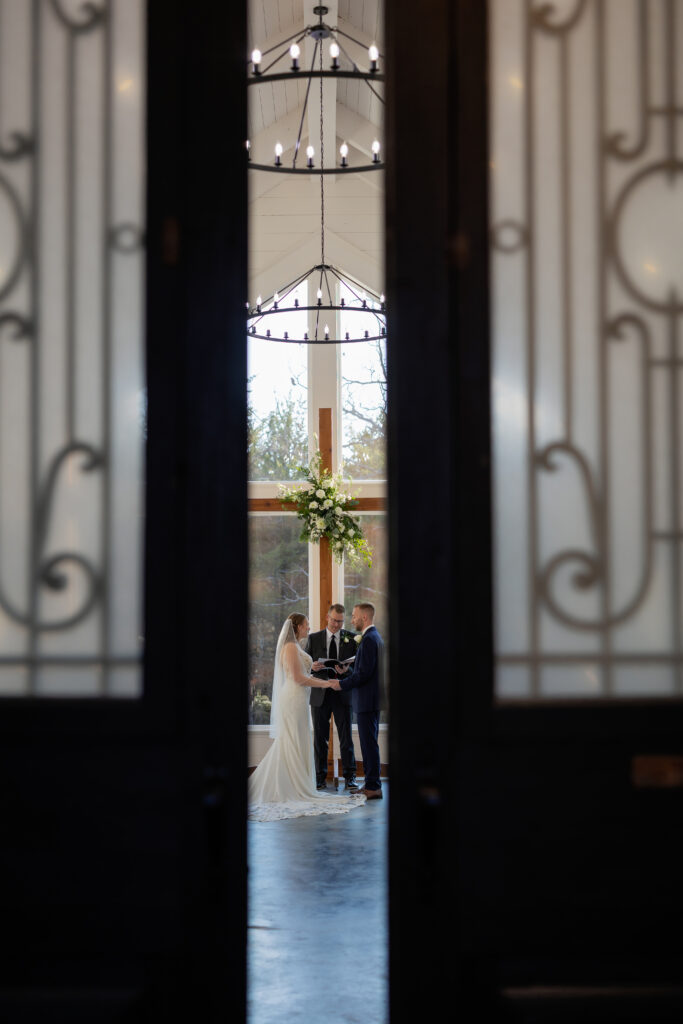 Audrey and Collin's ceremony at The Black Oak Venue in Sulphur Springs